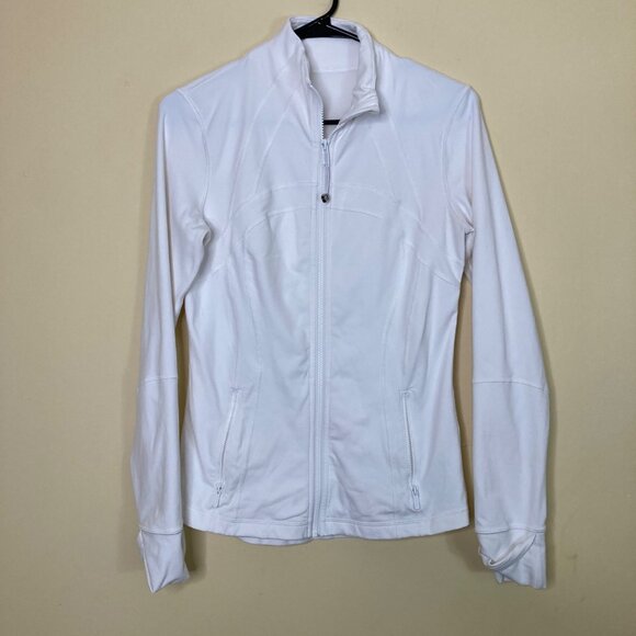 Lululemon Define White Zip-Up Jacket Womens 8 Vented Back Thumbholes - Picture 1 of 11